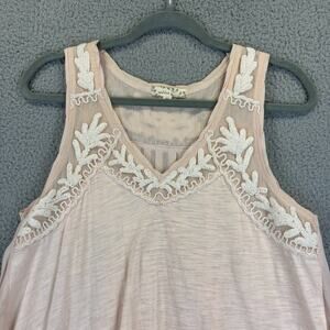 Wishlist Boho Embroidered Tunic Medium Beachy Cottage Coquette Gauzy Flowy Tank